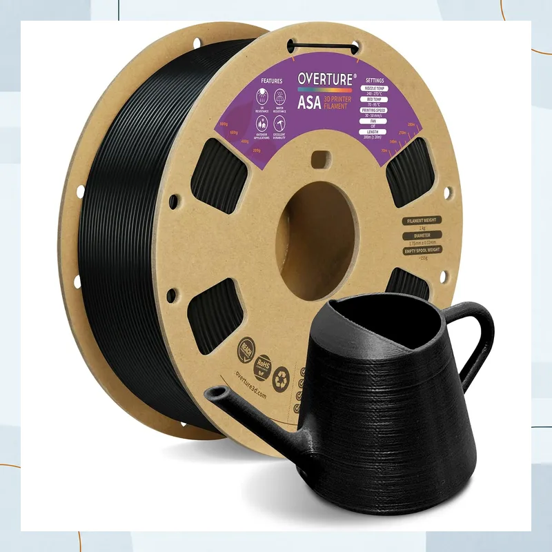 OVERTURE ASA black filament spool