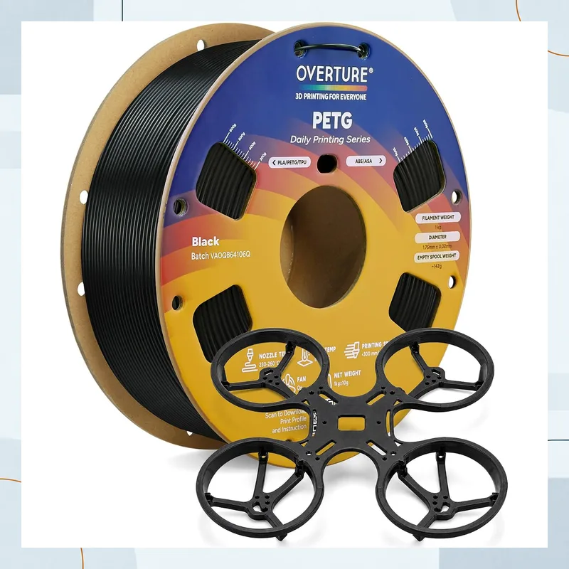 OVERTURE High Speed PETG black filament spool