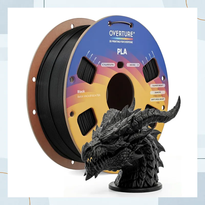 OVERTURE High Speed PLA black filament spool