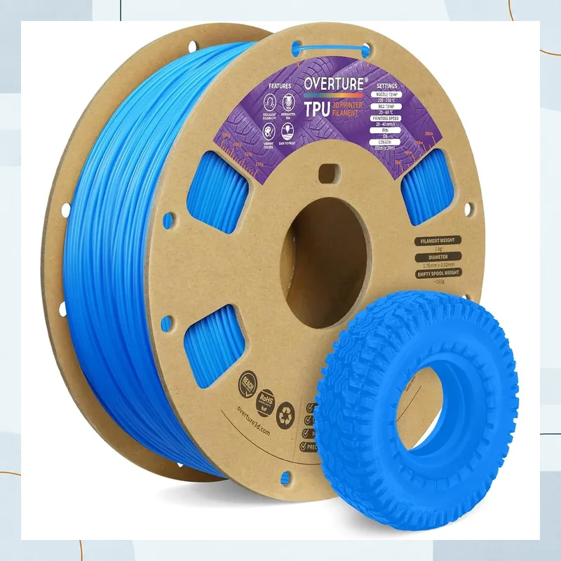 OVERTURE TPU 95A blue filament spool