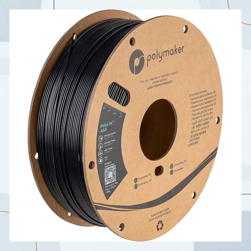 Polymaker PolyLite ASA black filament spool